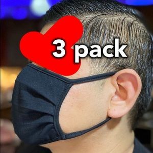 3 pack Black Cotton Face Mask Fabric Made in USA